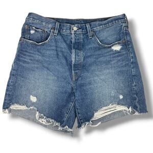 Levi’s 501 High Rise Jean Shorts In Blue Women’s Size 32